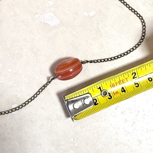 2/$20, Natural Carnelian Short Necklace, Genuine Gemstone Pendant & Bronze Chain - Picture 9 of 12